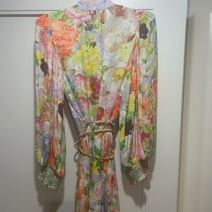 Alice + Olivia Vibrant Floral Long Sleeve Dress